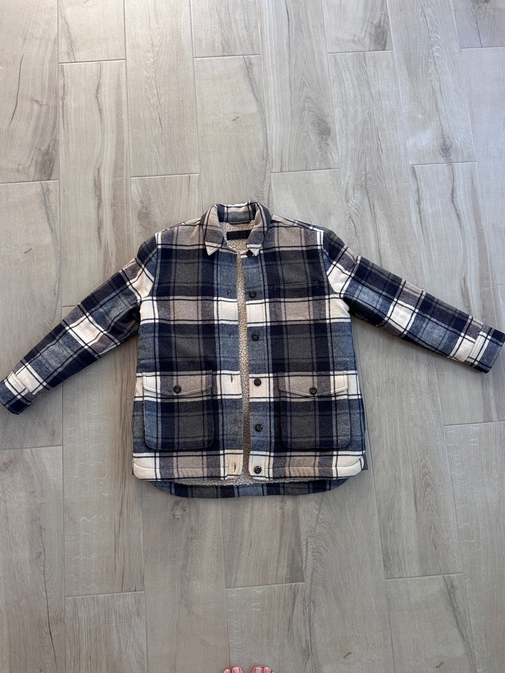 Jenni Kayne Shearling-Lined Farmhouse Plaid Jacket